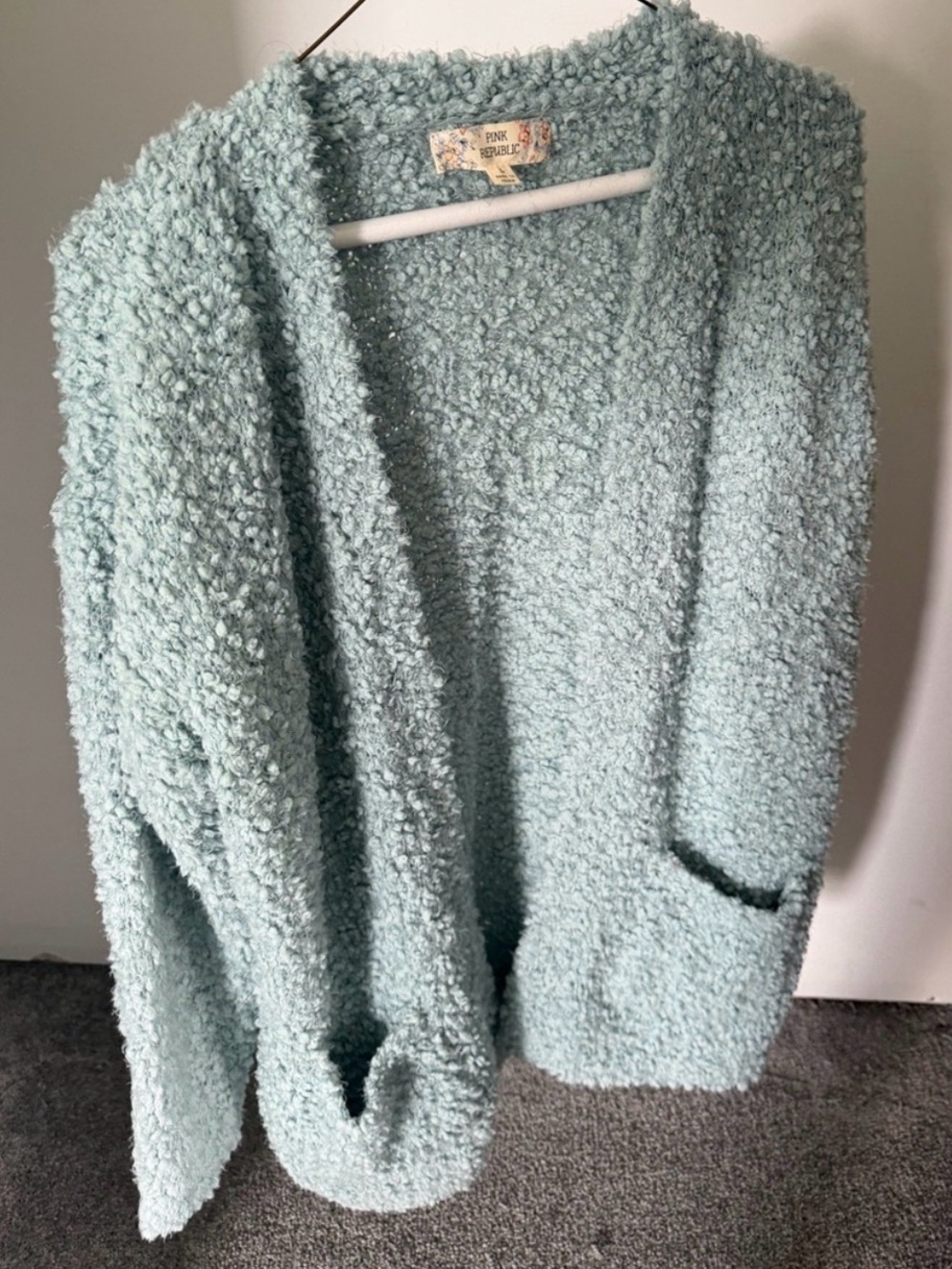 Pink republic Women’s Teal Green Cardigan with Pockets Size Large